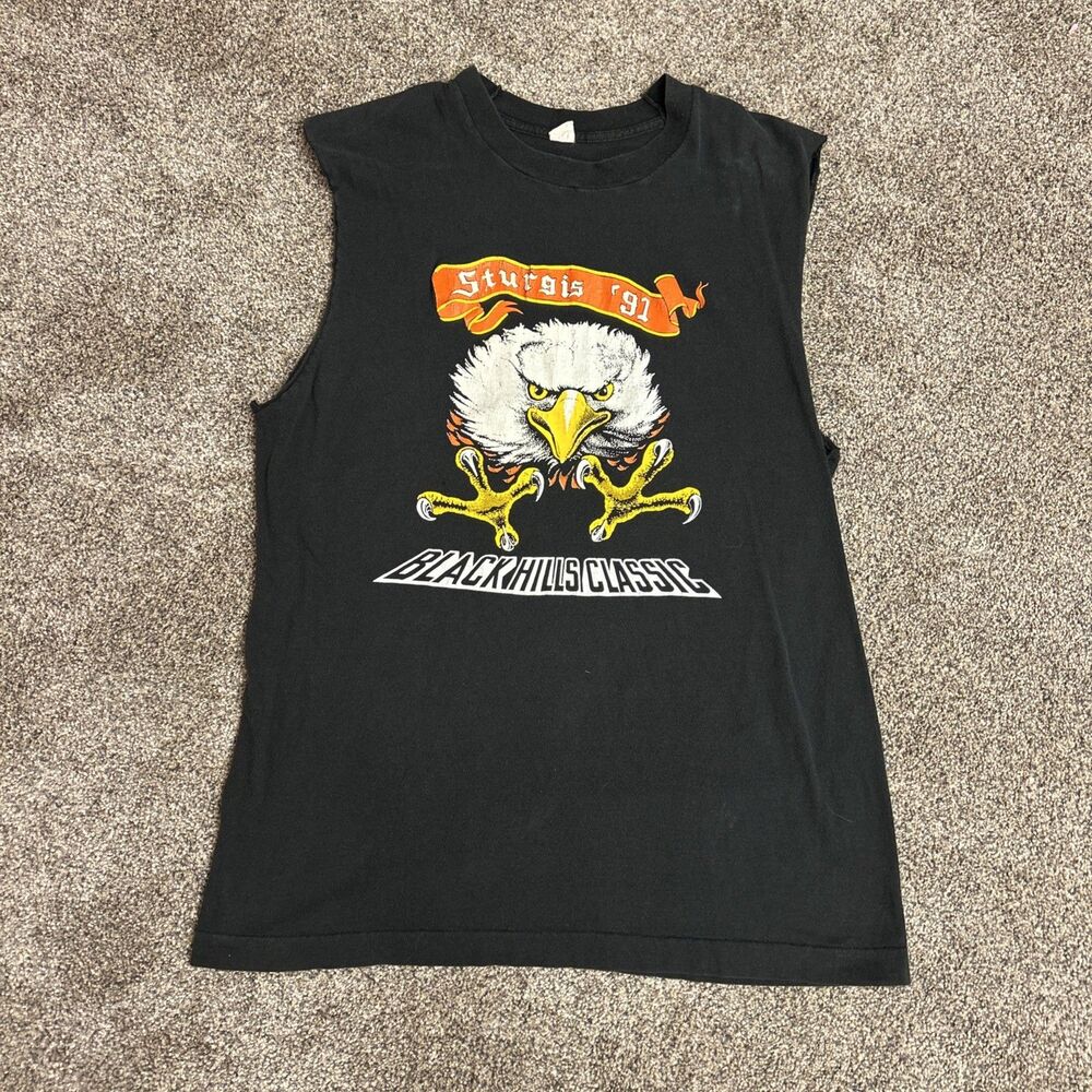 1991 Sturgis Black Hills Classic Motorcycle Rally T- Shirt Mens XL Cut Sleeves